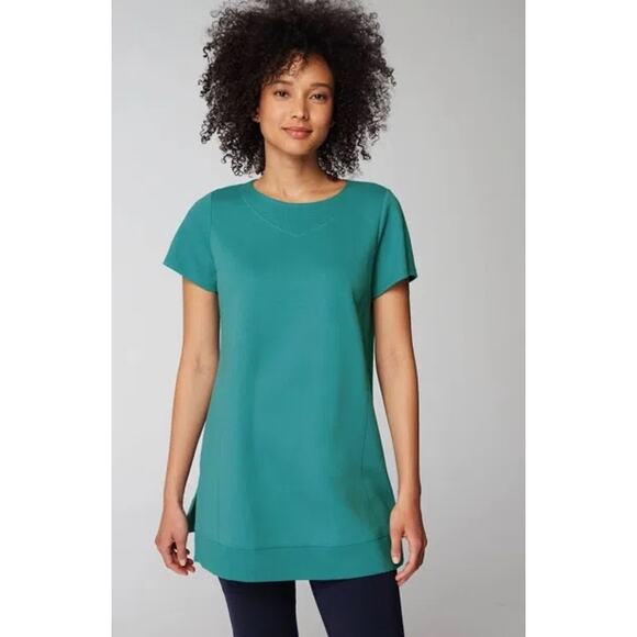 J Jill Tops - J.Jill Fit Double Knit Tunic Teal Aqua Scoop Neck Ponte XL Casual Minimalist